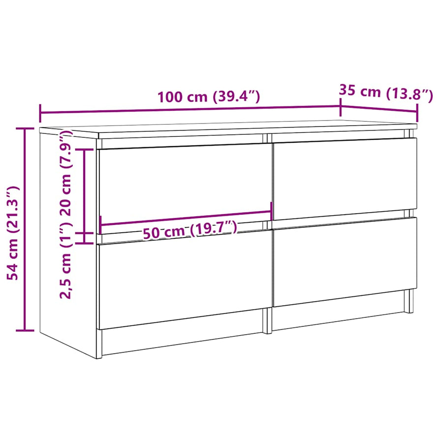 Tv-meubel 100x35x54 cm bewerkt hout betongrijs
