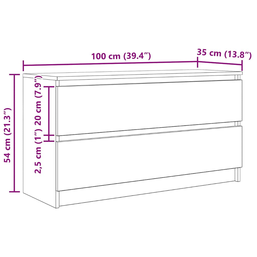 Tv-meubel 100x35x54 cm bewerkt hout oud houtkleurig