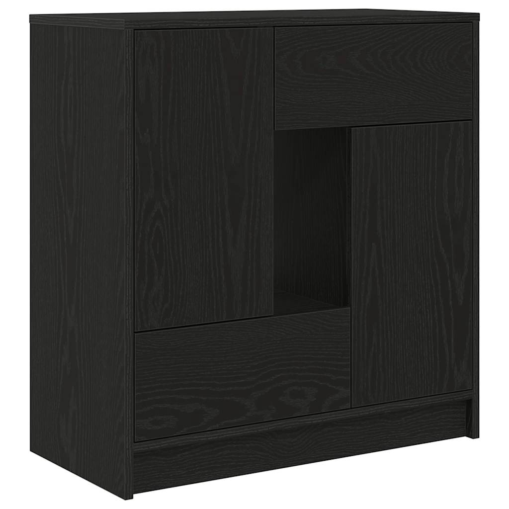 Dressoir met lades en deuren 70,5x34x74,5 cm zwart eikenkleurig