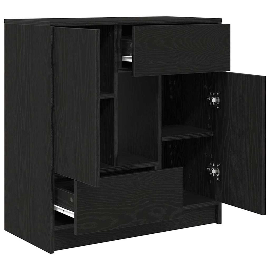 Dressoir met lades en deuren 70,5x34x74,5 cm zwart eikenkleurig