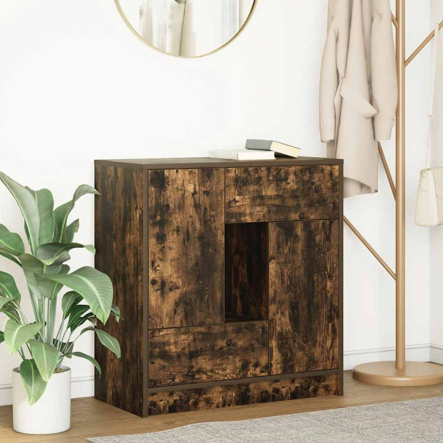 Dressoir met lades en deuren 70,5x34x74,5 cm gerookt eiken