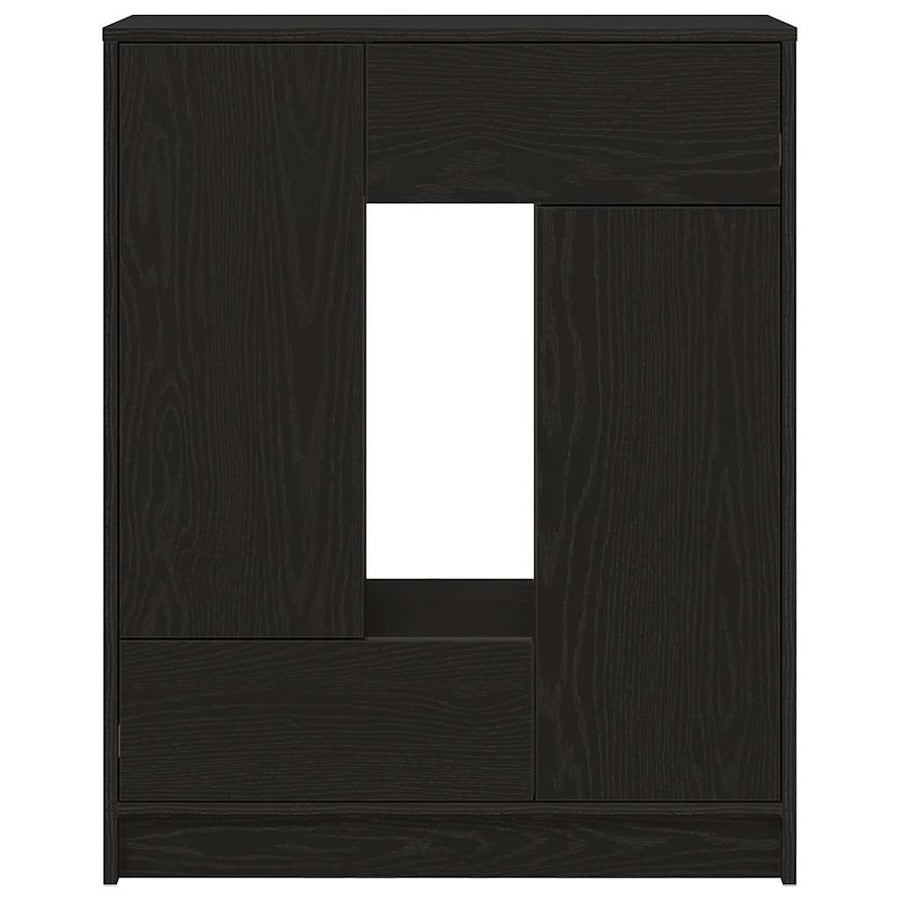 Dressoir met lades en deuren 73x31x90 cm zwart eikenkleurig