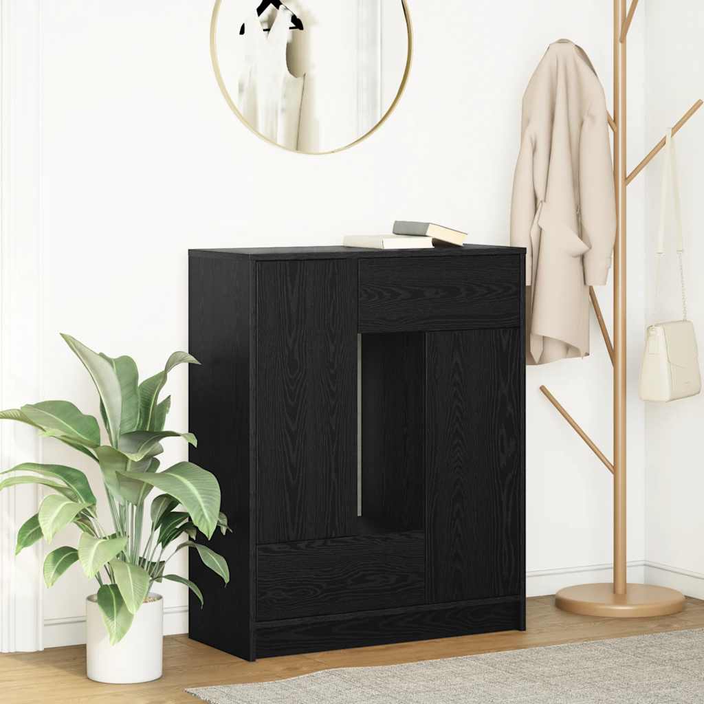 Dressoir met lades en deuren 73x31x90 cm zwart eikenkleurig