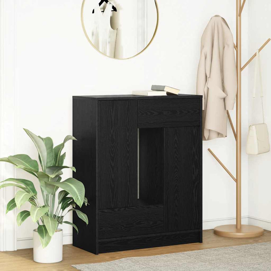 Dressoir met lades en deuren 73x31x90 cm zwart eikenkleurig