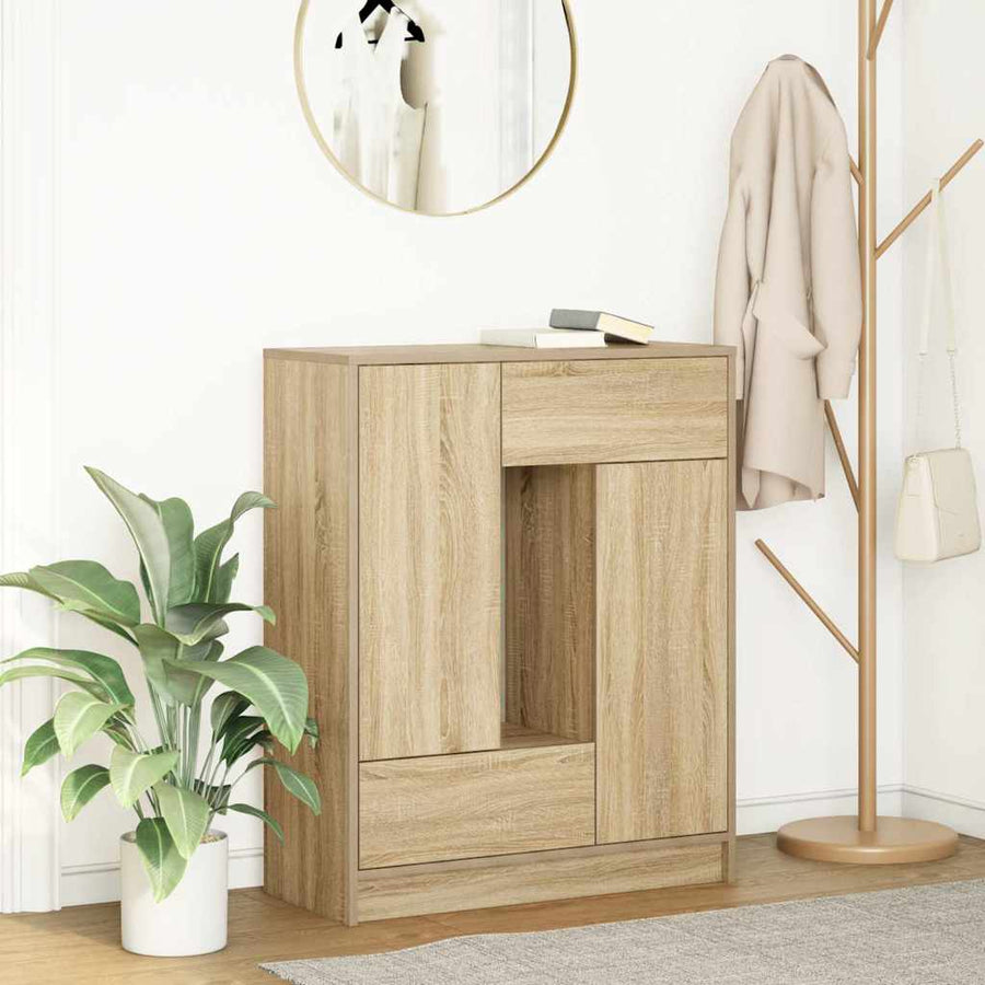Dressoir met lades en deuren 73x31x90 cm sonoma eikenkleurig