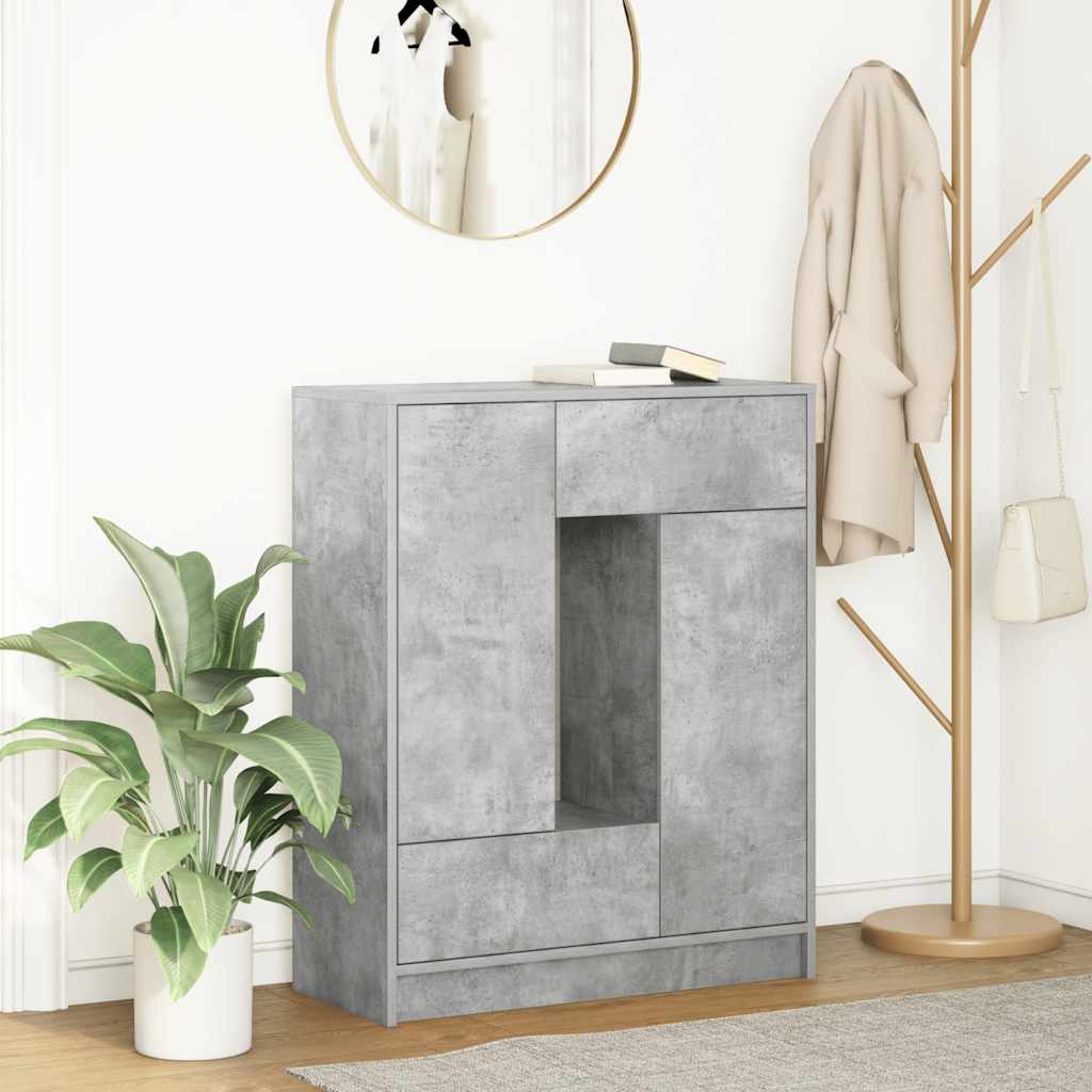 Dressoir met lades en deuren 73x31x90 cm betongrijs