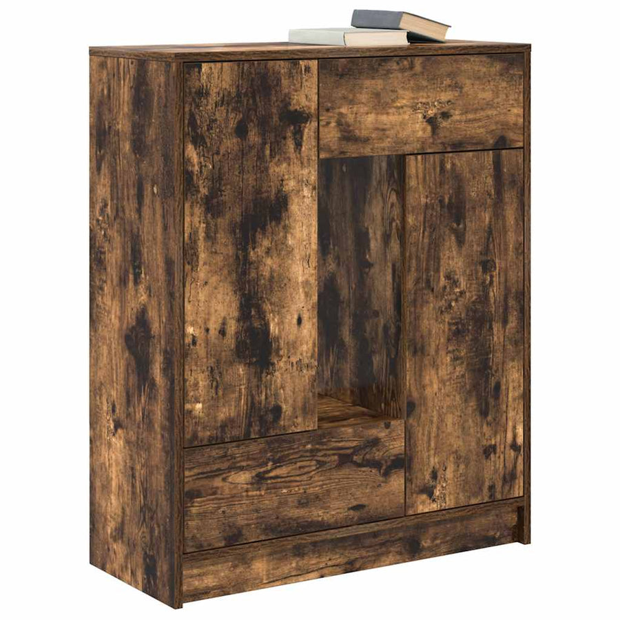 Dressoir met lades en deuren 73x31x90 cm gerookt eiken
