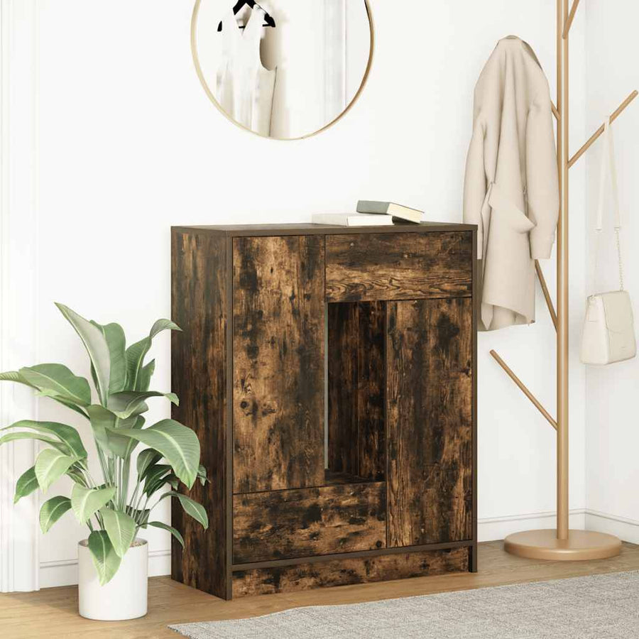 Dressoir met lades en deuren 73x31x90 cm gerookt eiken