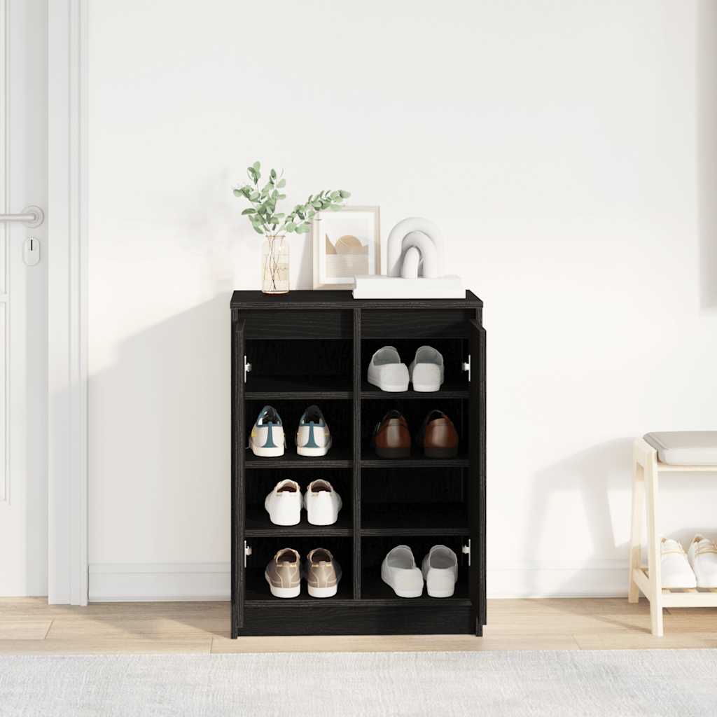 Schoenenkast 57x34x76 cm spaanplaat zwart eikenkleurig