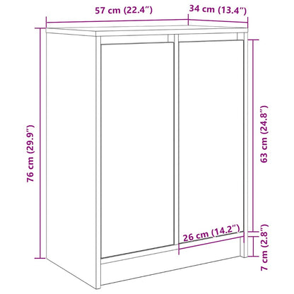 Schoenenkast 57x34x76 cm spaanplaat zwart eikenkleurig