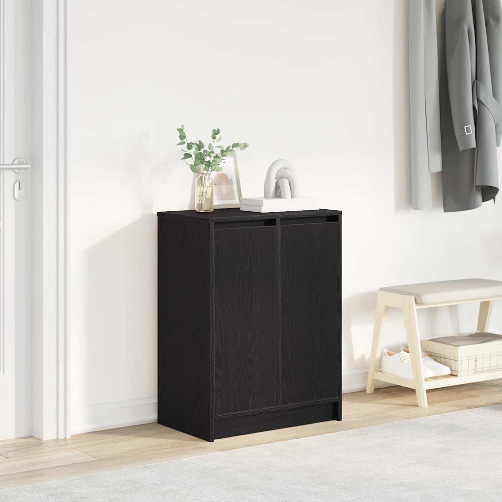 Schoenenkast 57x34x76 cm spaanplaat zwart eikenkleurig