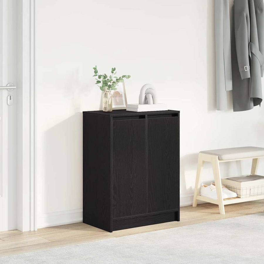 Schoenenkast 57x34x76 cm spaanplaat zwart eikenkleurig