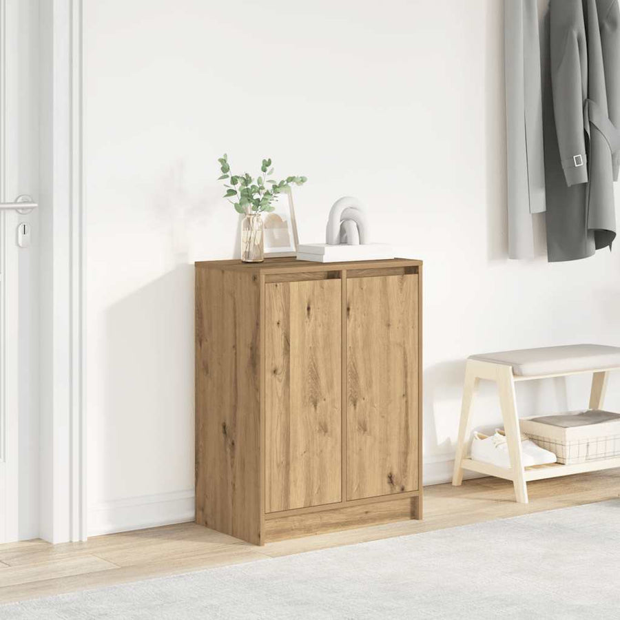 Schoenenkast 57x34x76 cm spaanplaat ambachtelijk eikenkleurig