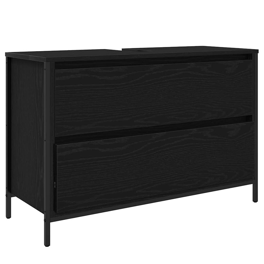 Badkamerkast met lades 90x34,5x60 cm zwart eikenkleurig
