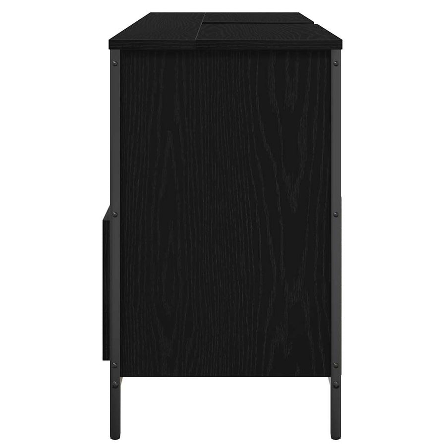 Badkamerkast met lades 90x34,5x60 cm zwart eikenkleurig