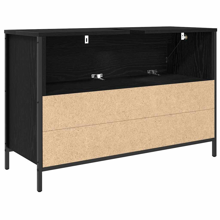 Badkamerkast met lades 90x34,5x60 cm zwart eikenkleurig