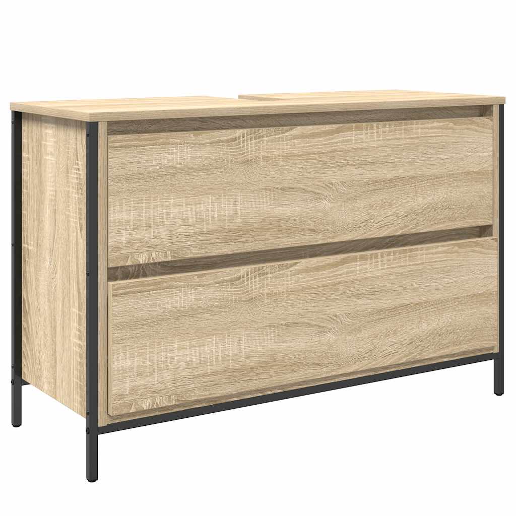 Badkamerkast met lades 90x34,5x60 cm Sonoma eikenkleurig