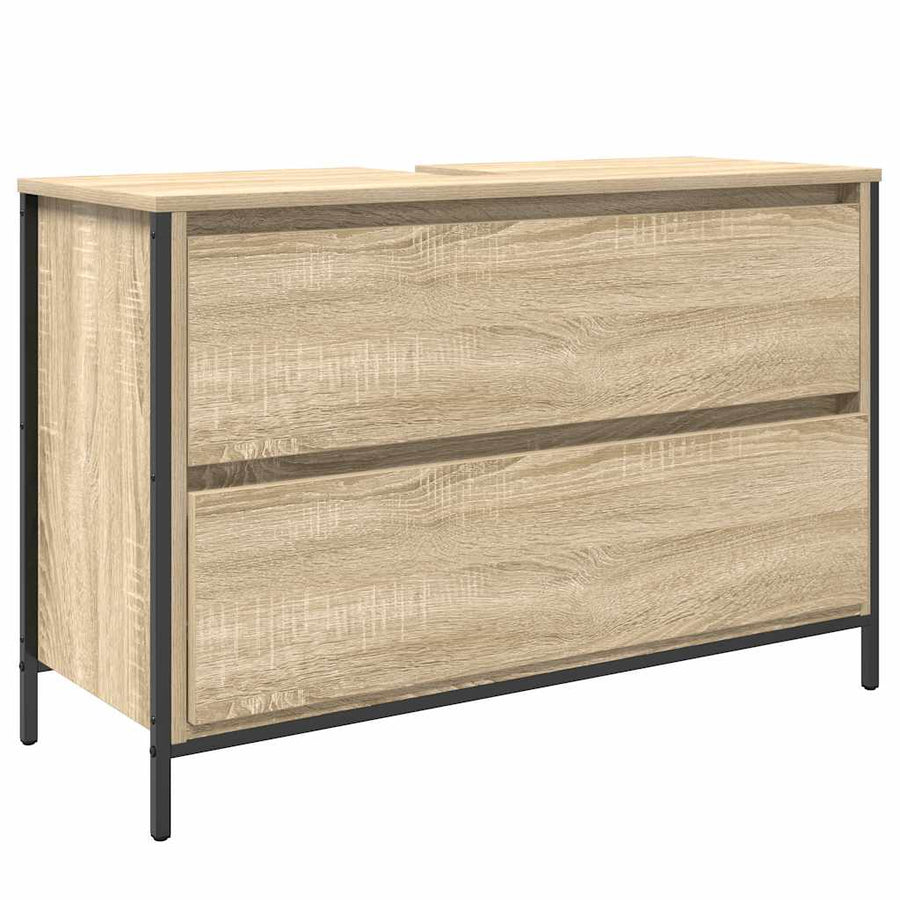 Badkamerkast met lades 90x34,5x60 cm Sonoma eikenkleurig