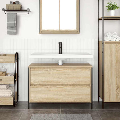 Badkamerkast met lades 90x34,5x60 cm Sonoma eikenkleurig