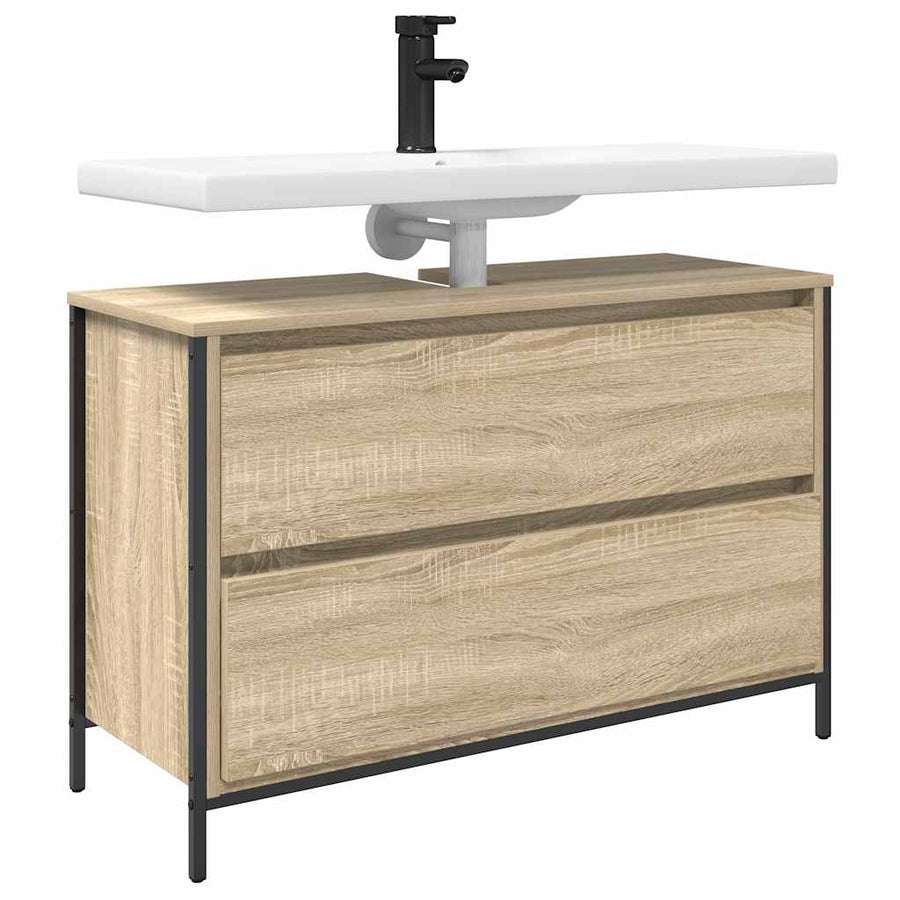 Badkamerkast met lades 90x34,5x60 cm Sonoma eikenkleurig