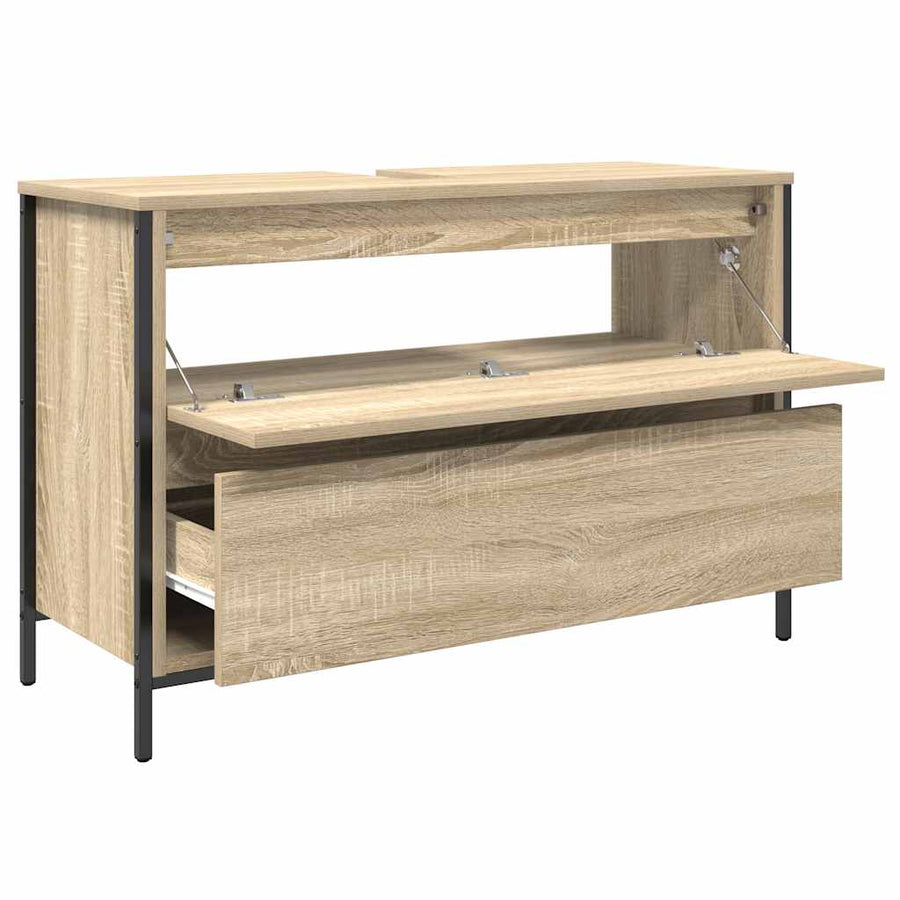 Badkamerkast met lades 90x34,5x60 cm Sonoma eikenkleurig