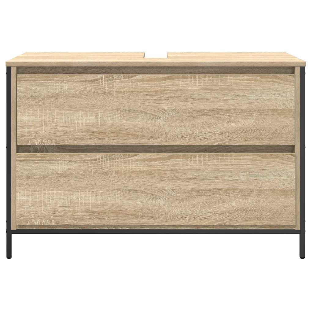 Badkamerkast met lades 90x34,5x60 cm Sonoma eikenkleurig