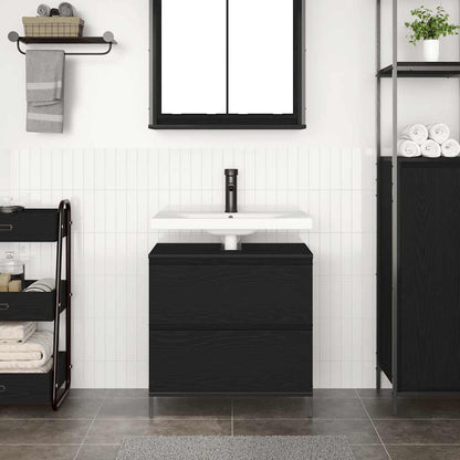 Badkamerkast met lades 60x34,5x60 cm zwart eikenkleurig
