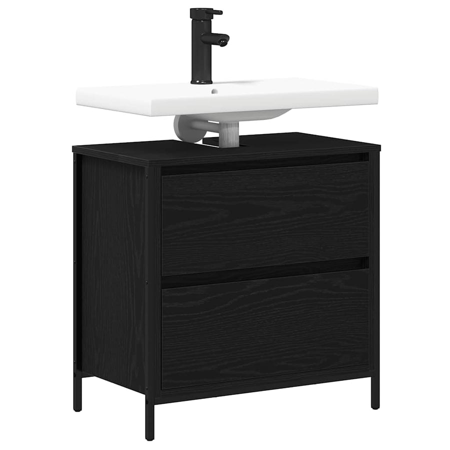 Badkamerkast met lades 60x34,5x60 cm zwart eikenkleurig
