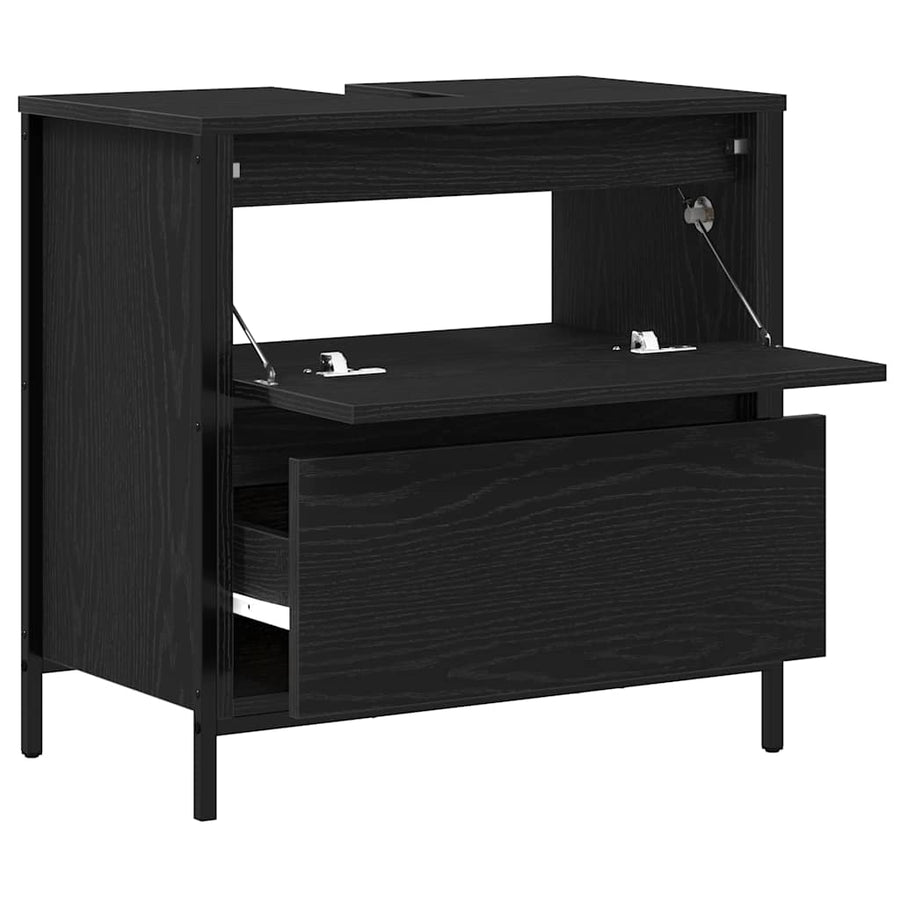 Badkamerkast met lades 60x34,5x60 cm zwart eikenkleurig