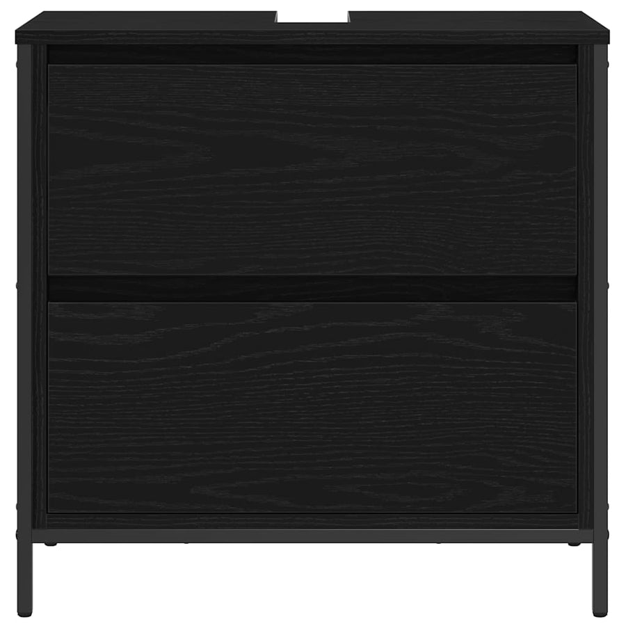 Badkamerkast met lades 60x34,5x60 cm zwart eikenkleurig