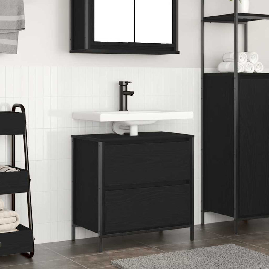 Badkamerkast met lades 60x34,5x60 cm zwart eikenkleurig