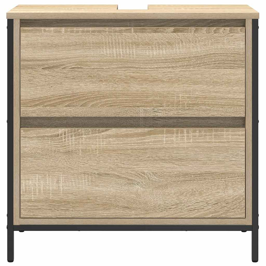 Badkamerwastafelkast met lades 60x34,5x60cm Sonoma eikenkleurig