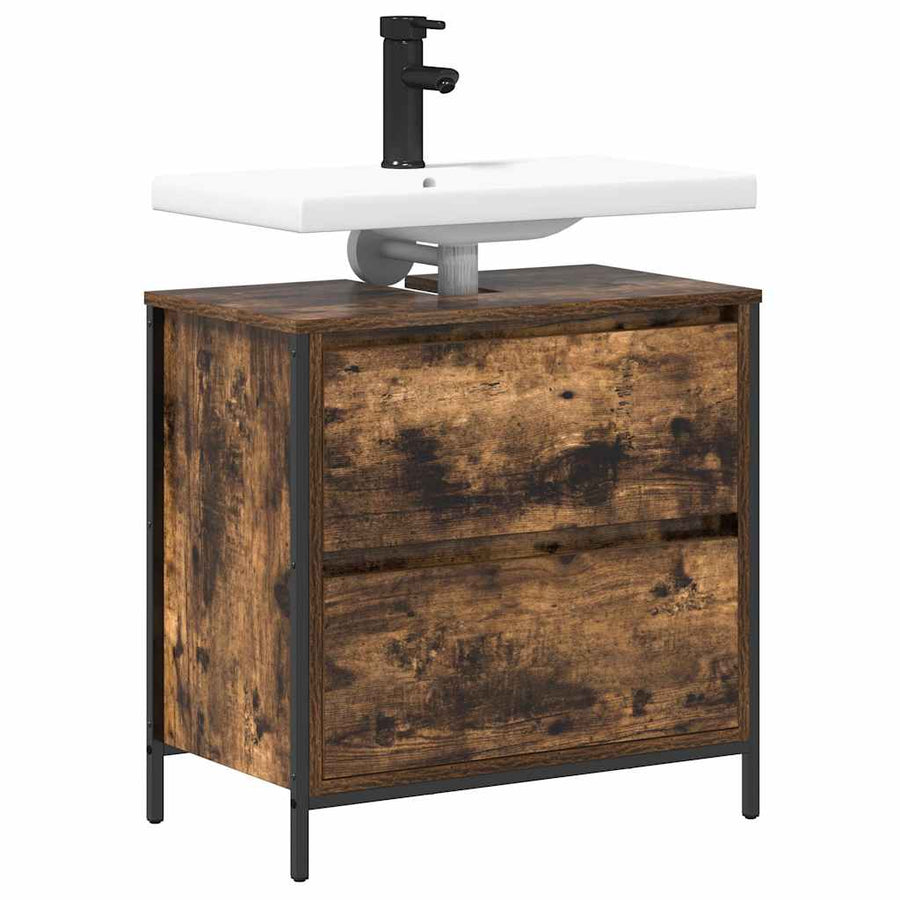 Badkamerkast met lades 60x34,5x60 cm gerookt eikenkleurig