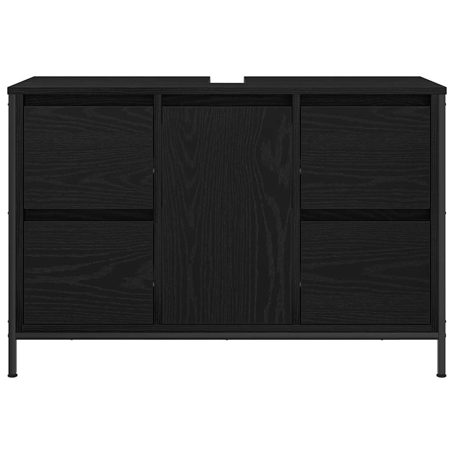 Wastafelkast met lades 90x34,5x60 cm zwart eikenkleurig