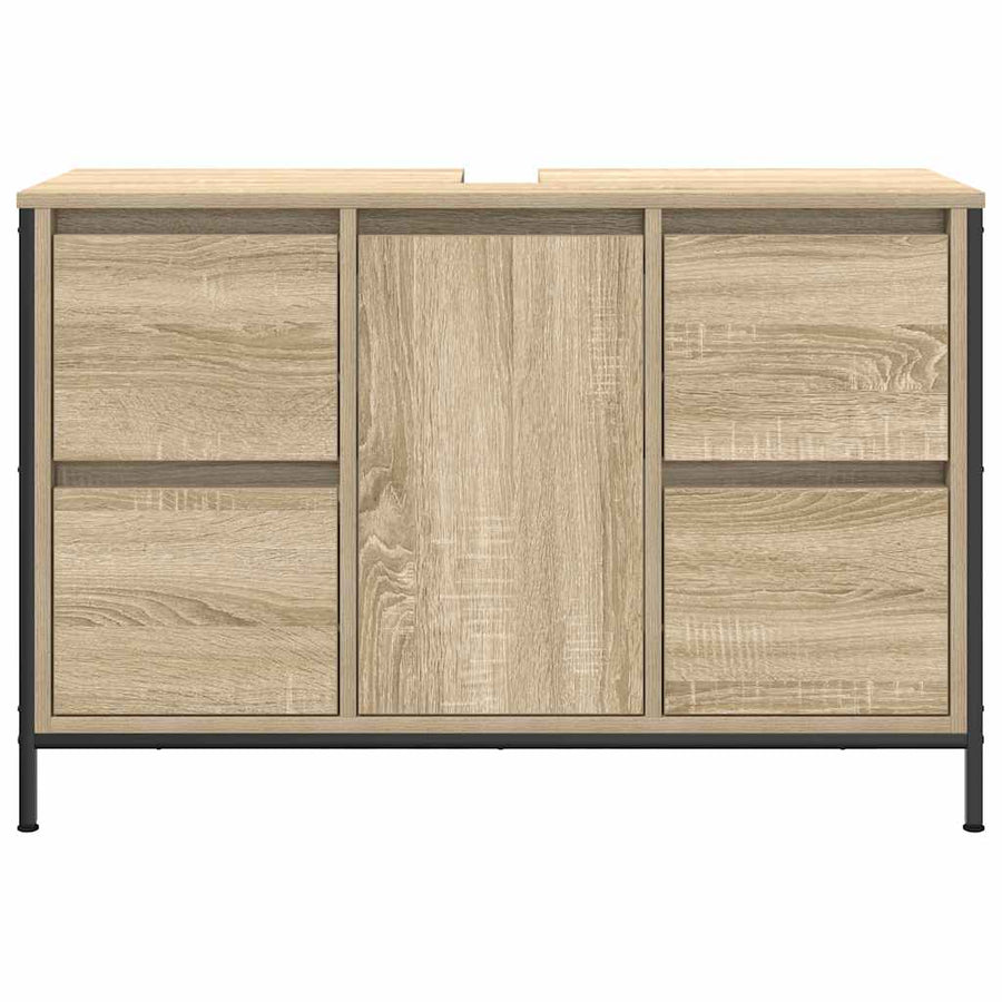 Wastafelkast met lades 90x34,5x60 cm sonoma eikenkleurig