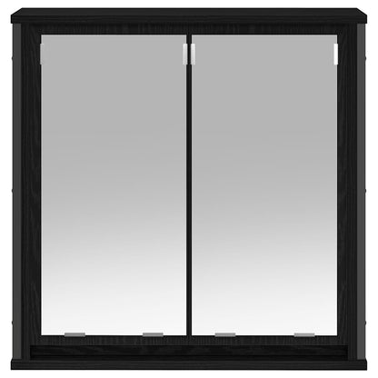 Badkamerwandkast met spiegel 60x21x60 cm zwart eikenkleurig