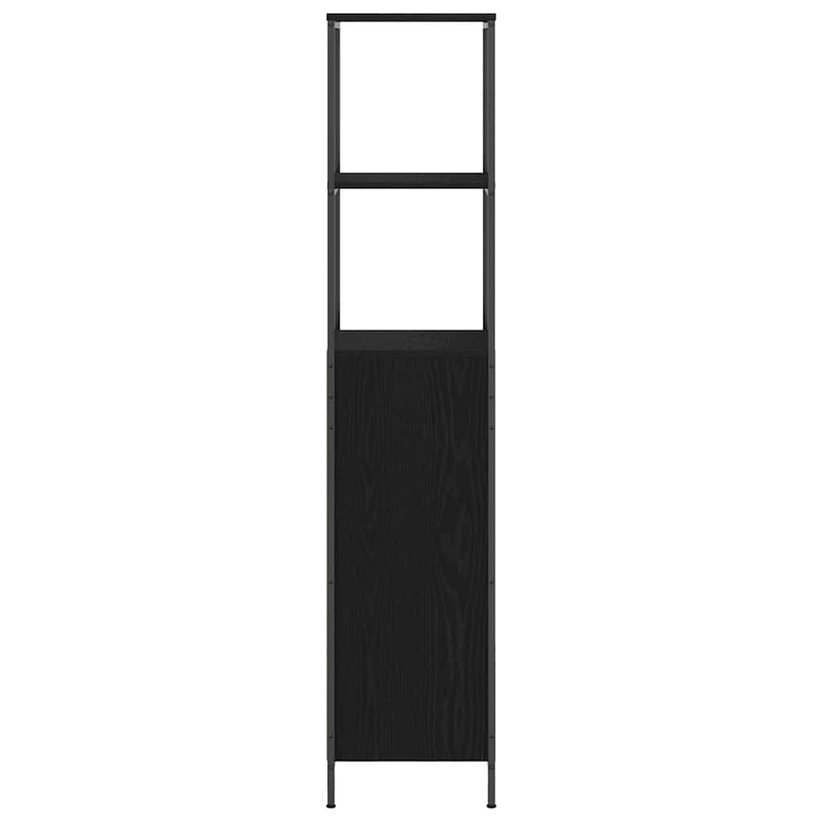 Badkamermeubel met planken 36x35x165 cm zwart eikenkleurig