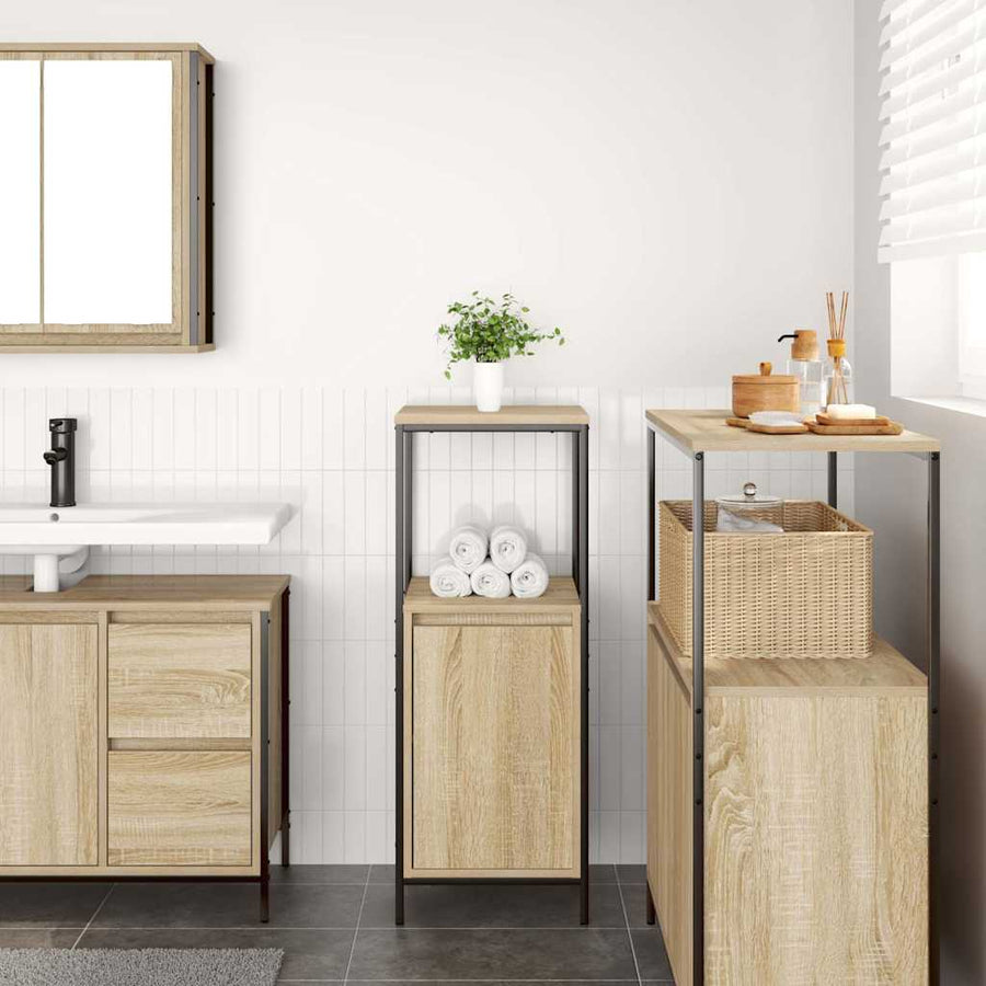 Badkamermeubel met planken 36x35x95 cm Sonoma eikenkleurig