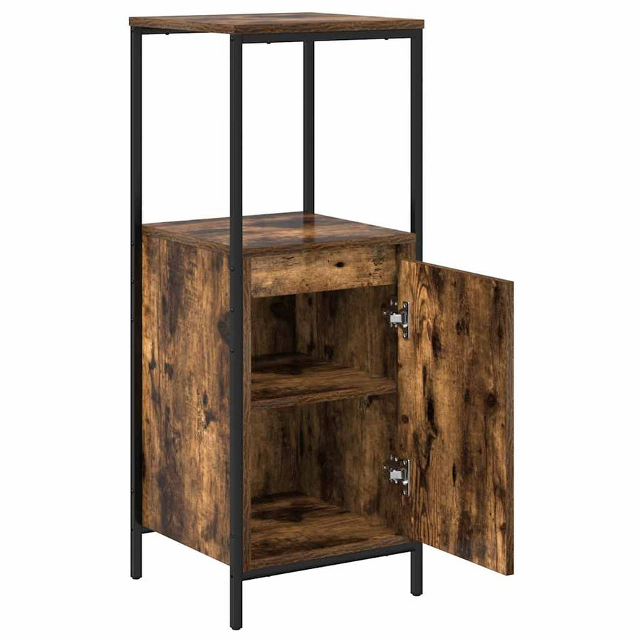 Badkamerkast met planken 36x35x95 cm gerookt eiken