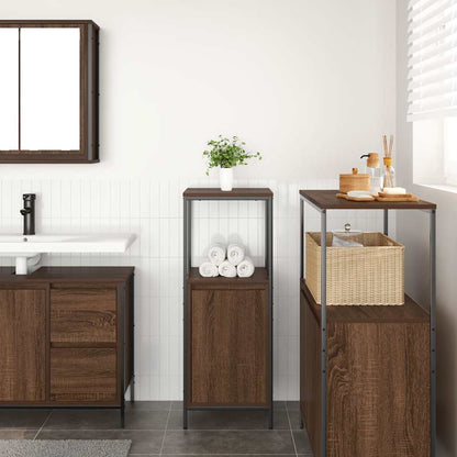 Badkamermeubel met planken 36x35x95 cm bruin eiken