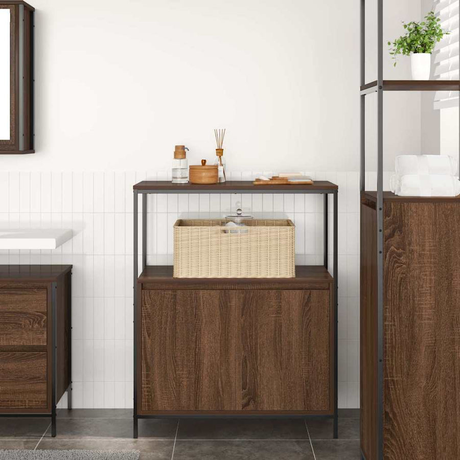 Badkamermeubel met planken 76,5x35x95 cm bruin eiken
