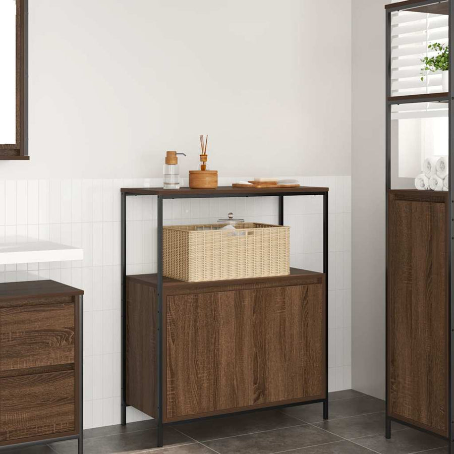 Badkamermeubel met planken 76,5x35x95 cm bruin eiken