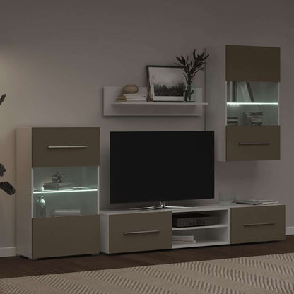 5-delige Tv-meubels met LED-verlichting bewerkt hout steengrijs