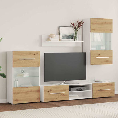 5-delige Tv-meubels met LED bewerkt hout artisanaal eikenkleur