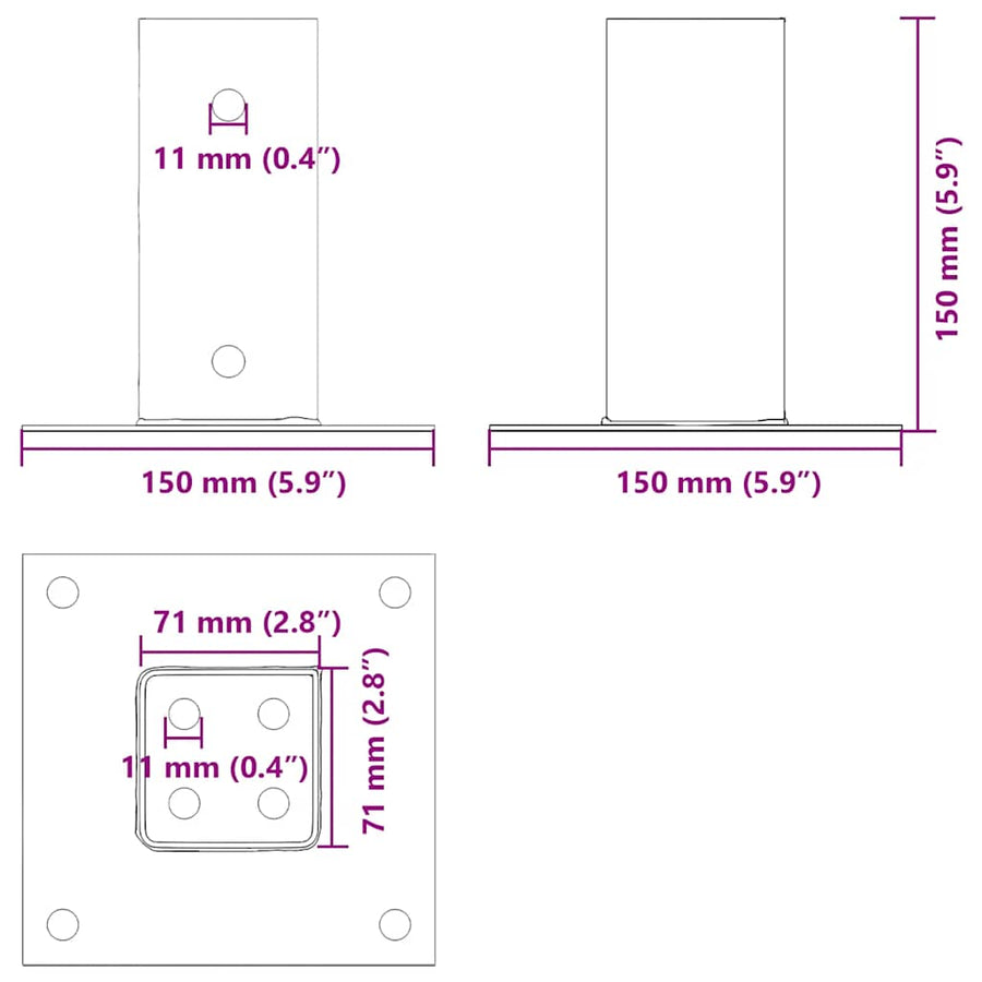 Spokkels Vierkant Gegalvaniseerd Staal Kleurig 12 71 x 71 mm Zilver