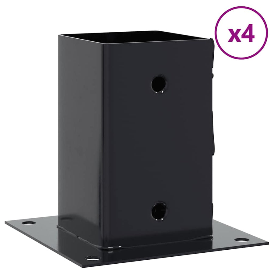 Paondervoeten Vierkant 4St 91X91Mm Gepoedercoat Staal 91 x 91 mm Antraciet