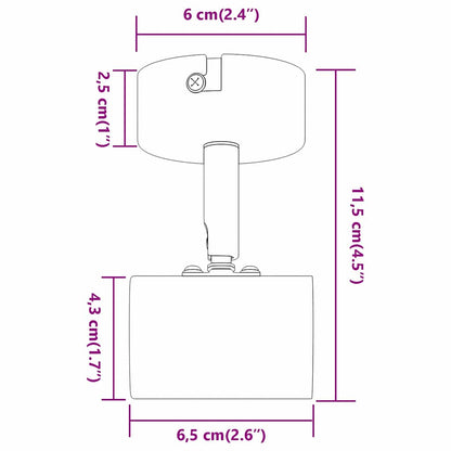Plafondspot met schijnwerpers Nikkel 6,5 x 6 x 11,5 cm Metaal