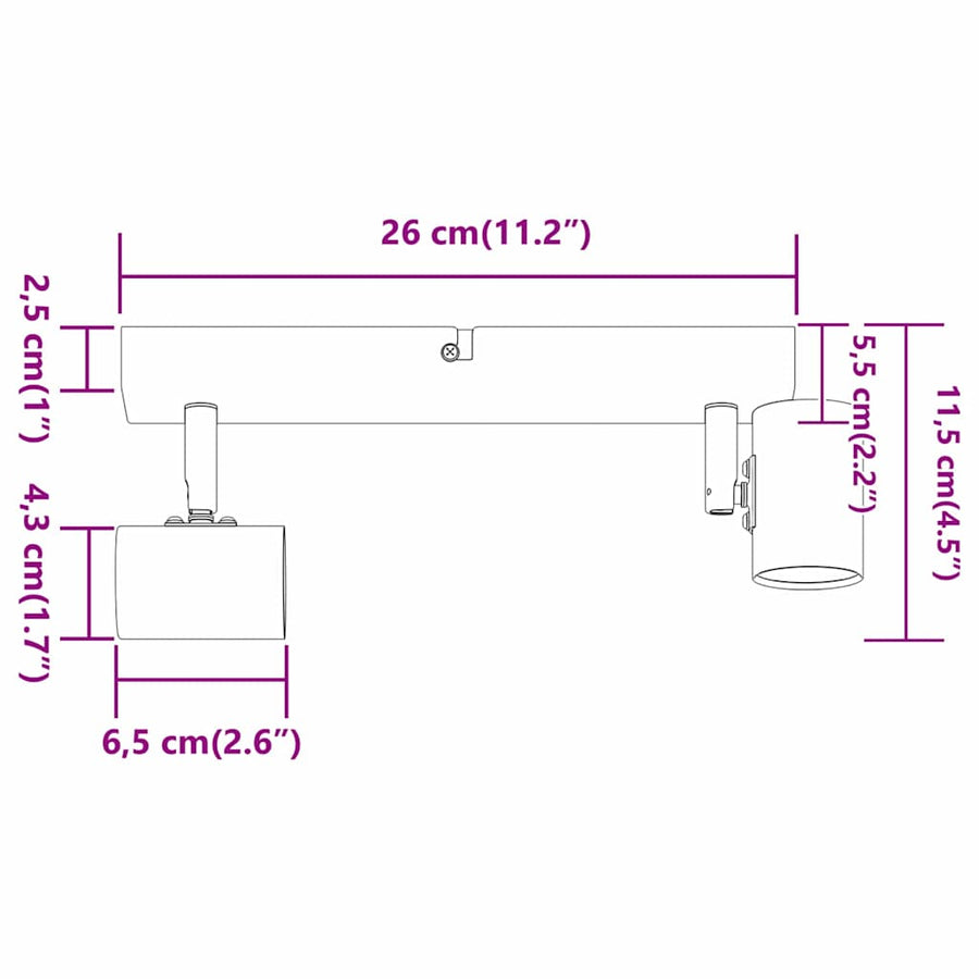 Plafondspot met schijnwerpers Wit 26 x 6,5 x 11,5 cm Metaal