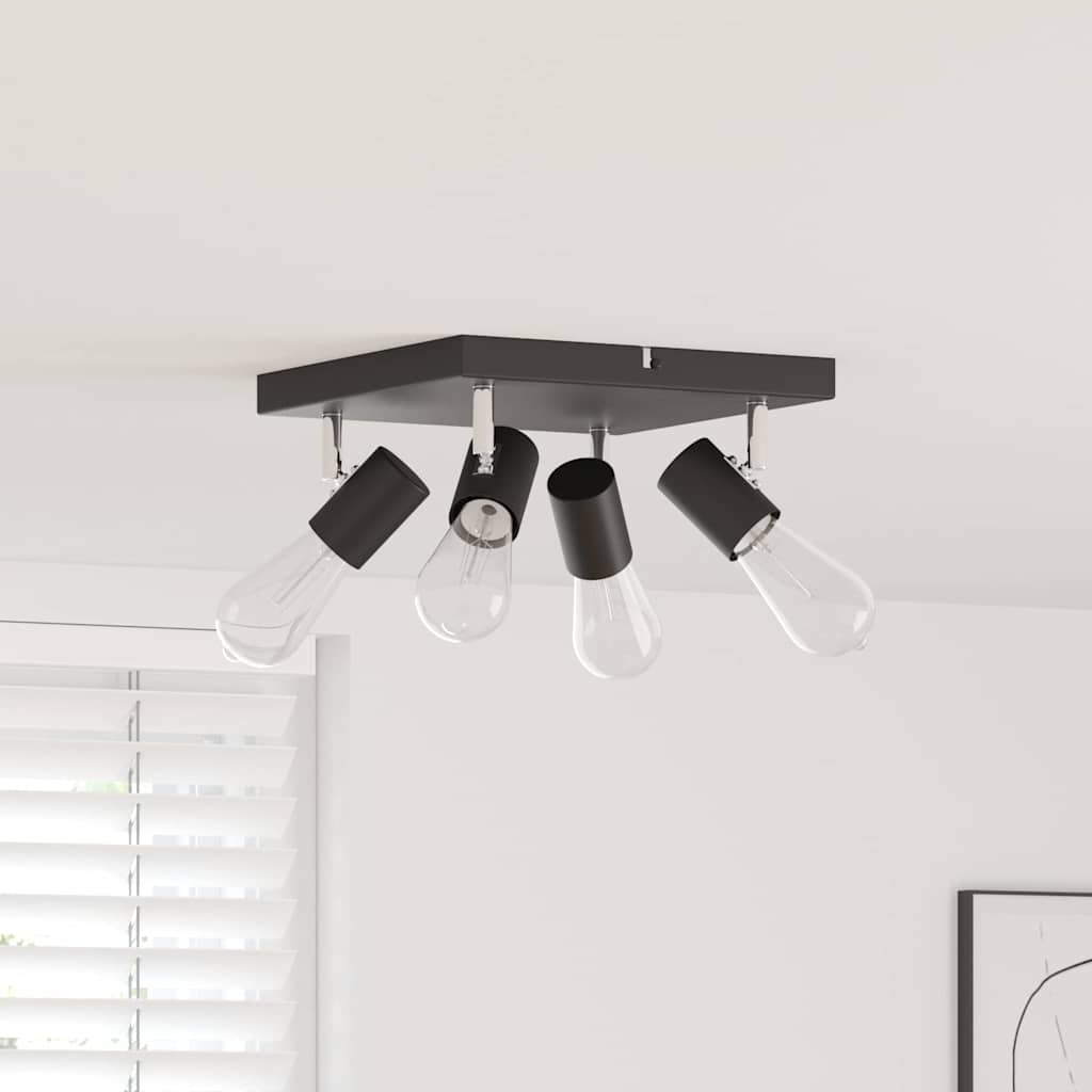 Plafondspot met schijnwerpers Zwart 26,5 x 26 x 11,5 cm Metaal