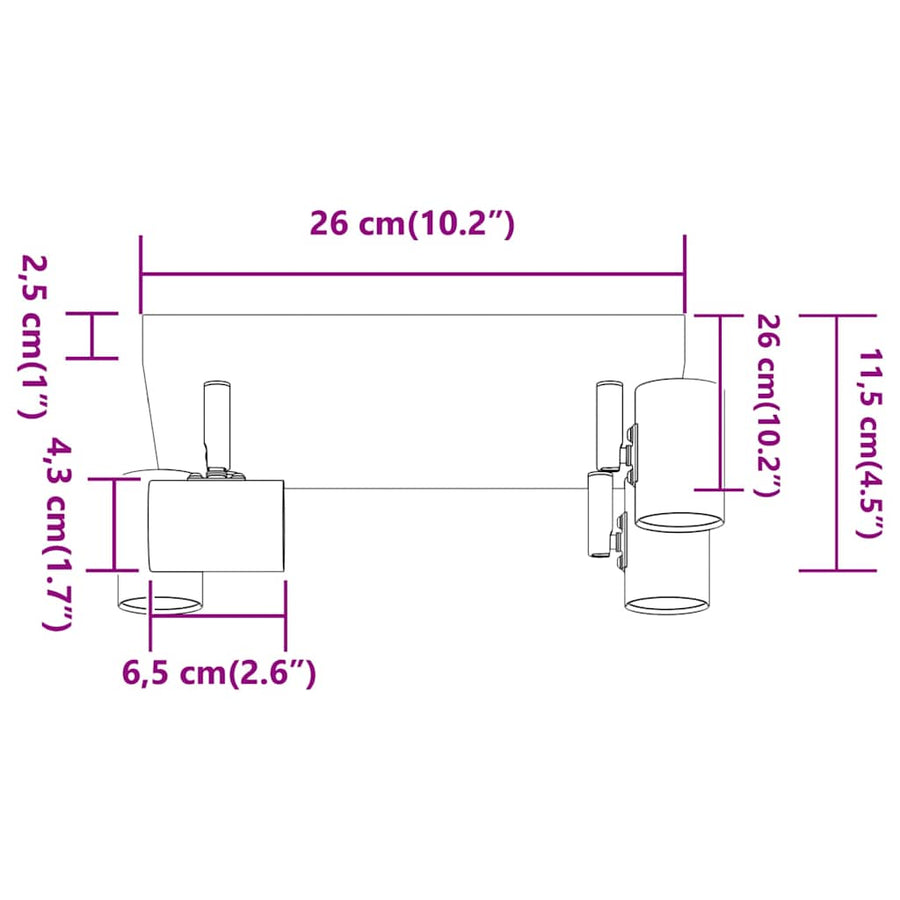 Plafondspot met schijnwerpers Wit 26,5 x 26 x 11,5 cm Metaal